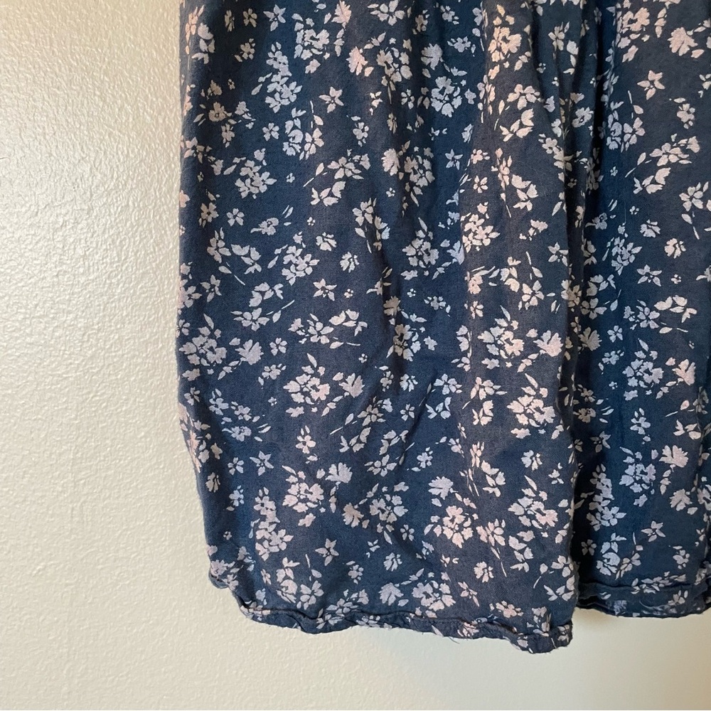 O'Neill | Blue and White Ruched Strapless Floral Sundress | Size Small - Picture 6 of 12